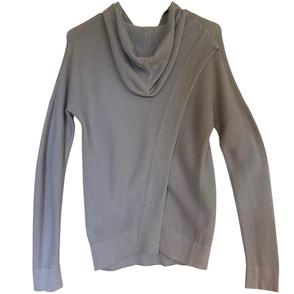 Kokun Gray Crew Neck Hooded Sweater with Split Back Textured Cotton Basics - Picture 1 of 8